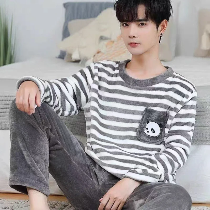 

Мужская зимняя одежда, мужские пижамы, домашняя одежда, мужская одежда, осенняя спортивная одежда, пальто для подростков, новая одежда для ванной, повседневная одежда, 2 шт./компл.