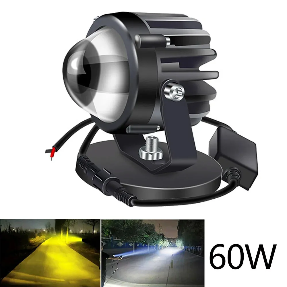 Motorcycle Projector Laser Light Led Lamp Headlights Fog Lamp Side Shooter Led Pods Yellow White Lens Spotlight For Trucks SUV