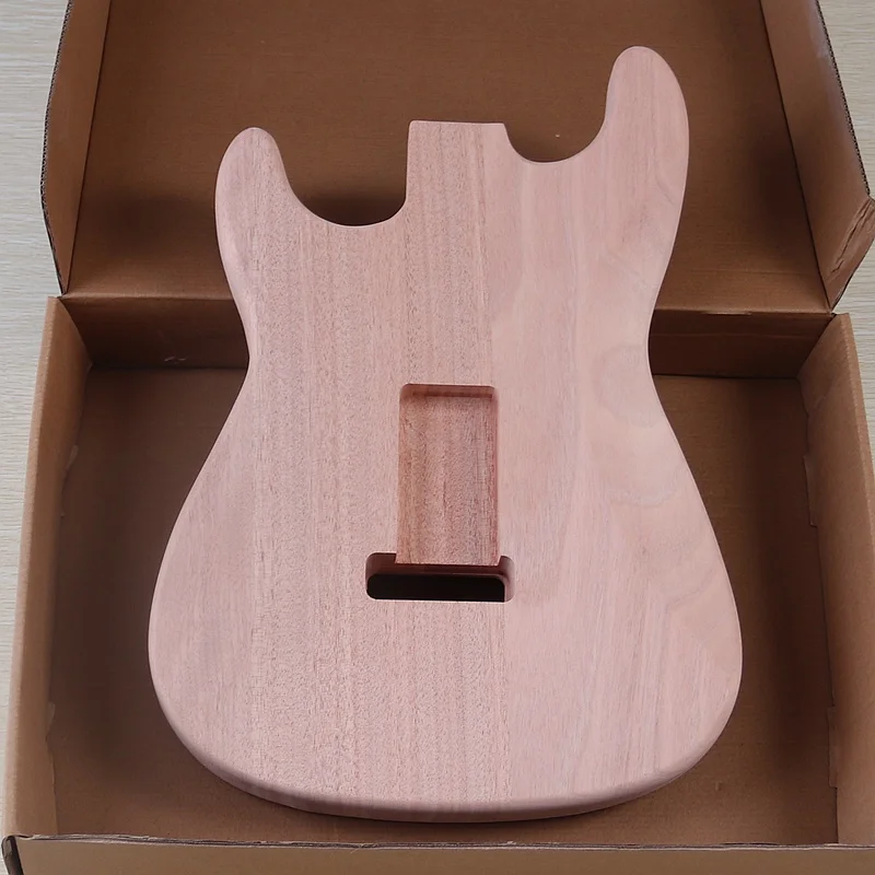 Unfinished Electric Guitar Body Okoume Wood HSH Pickup Route 5.6cm Heel Matte for DIY Guitar Replacement Part Natural Wood