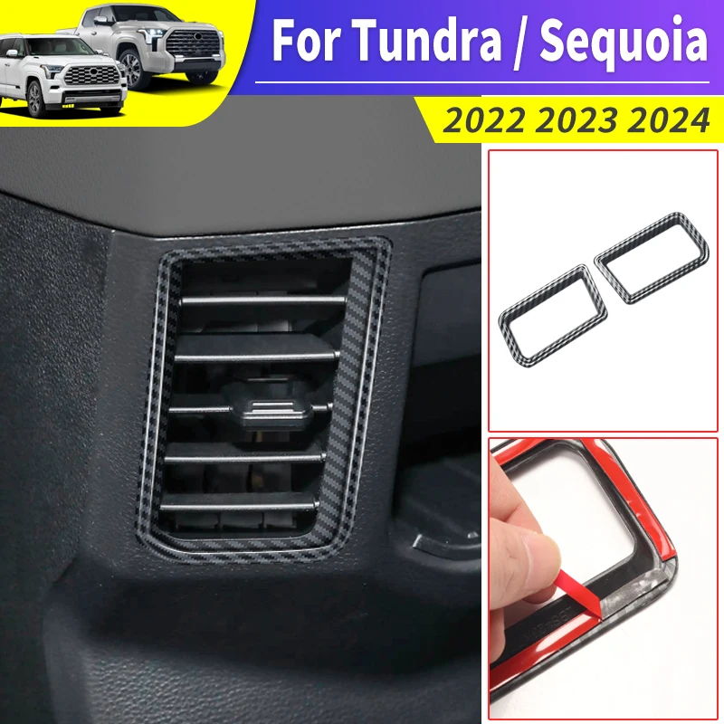 Suitable for 22-24 Toyota Tundra Sequoia rear air conditioning outlet decoration frame carbon fiber pattern internal modificatio