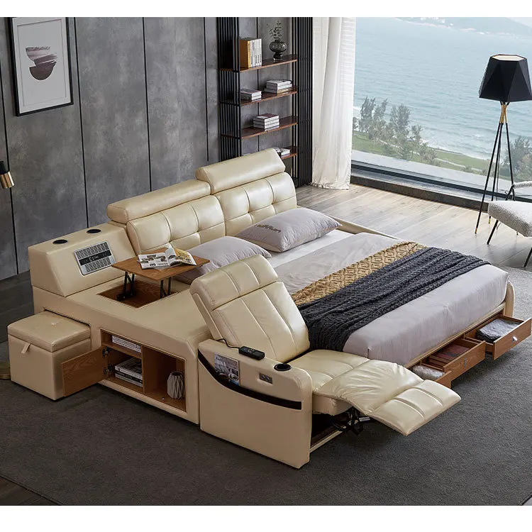 Wholesale Modern Popular Hotel New Design Multifunctional Features King Size Smart Home Bed