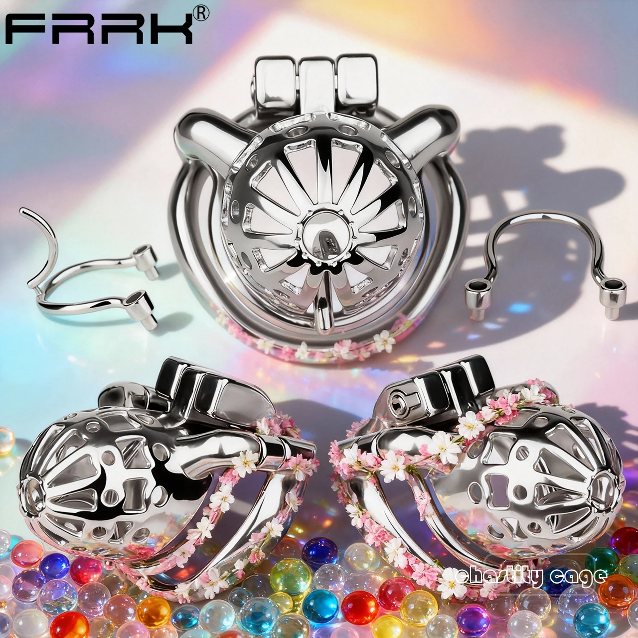 FRRK PA قفل قفص العفة للذكور مع حزام مساعد SM BDSM حشفة ثقب القضيب عبودية الامتناع عن ممارسة لعبة الكبار ألعاب الجنس