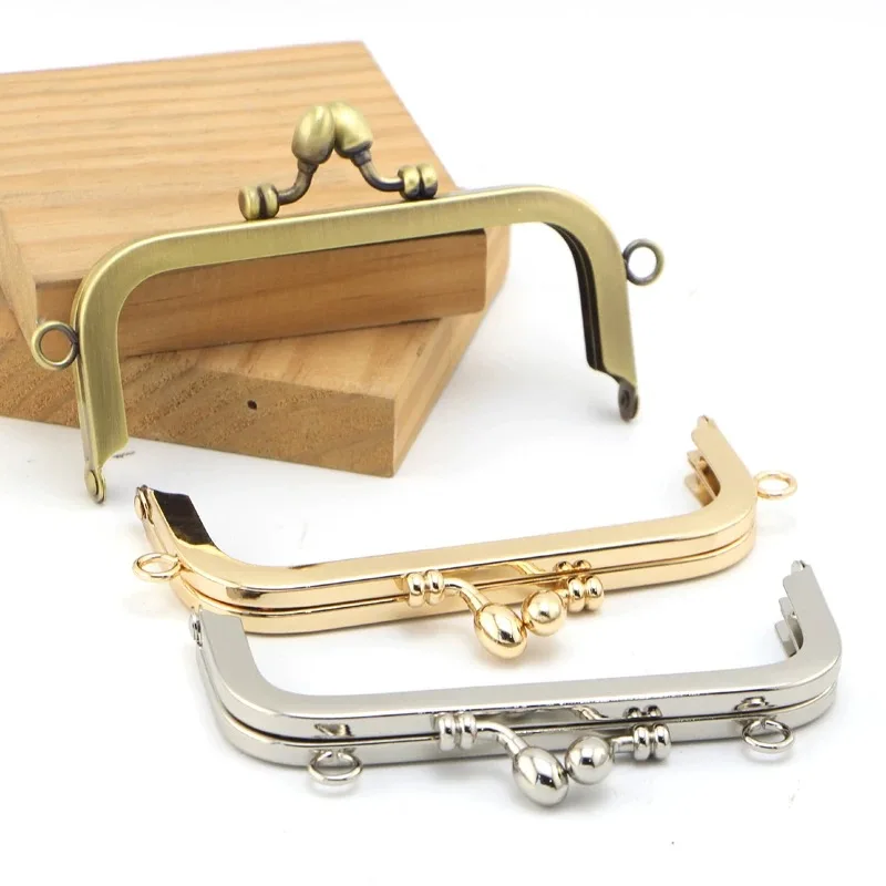 1pcs 12.5cm Square Iron Purse Frame with Beads Lock for DIY Handbag Craft and Bag Making Supplies DIY Wallet Making