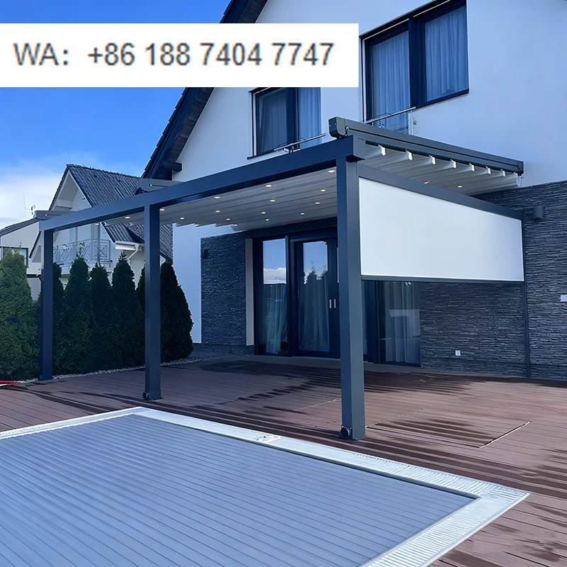 Factory Terrace Restaurant Courtyard Hotel Balcony Customized Electric Folding Sunshade Waterproof Awning Retractable Aluminum
