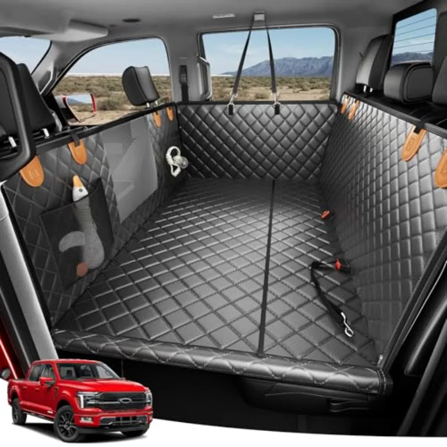 

Heavy-Duty Dog Truck Seat Cover Flat Solid Back Seat Extender for Multi Large Dogs Hard-Base Supports 450 lb Waterproof Hammock