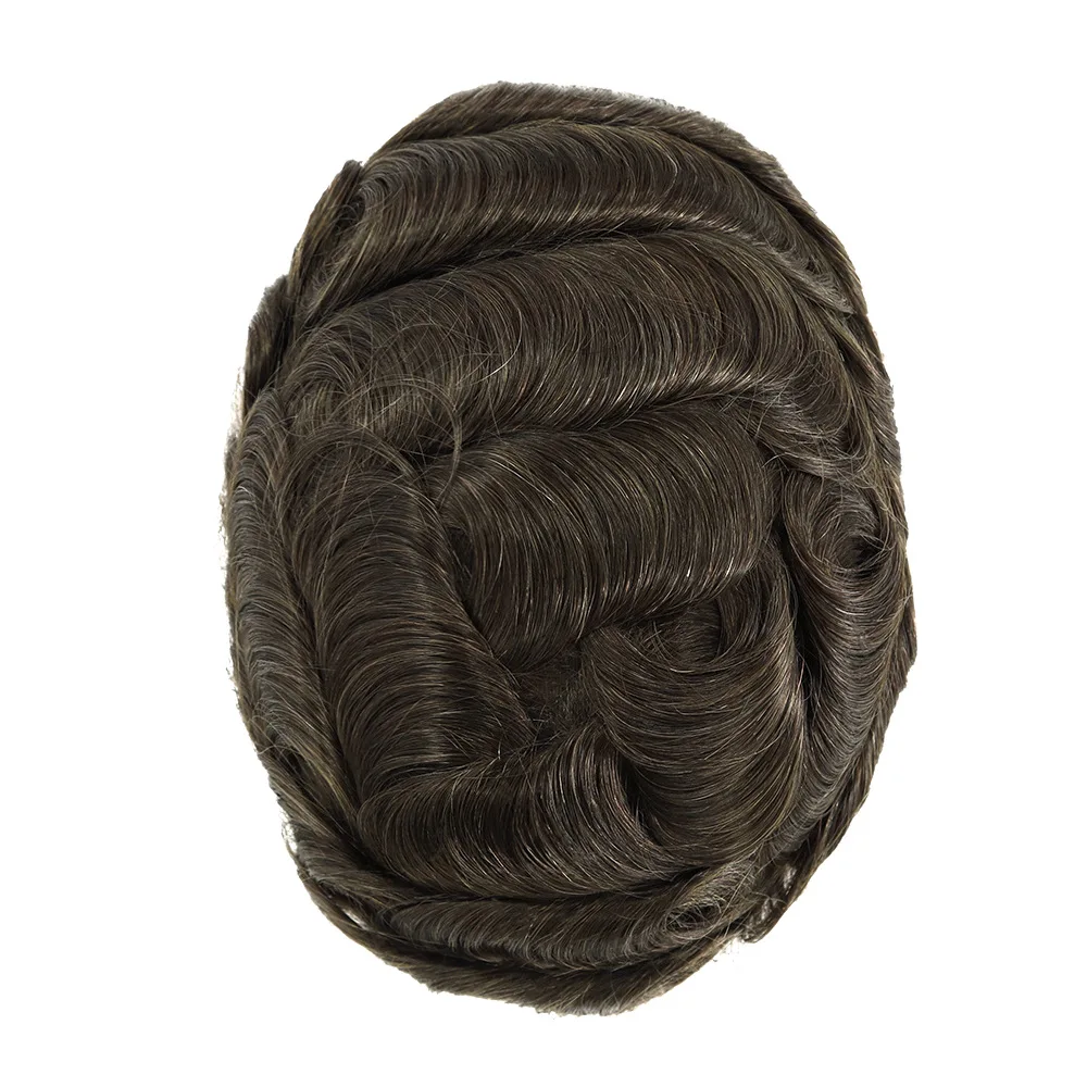 ذكر الشعر الاصطناعي 0.06-0.08 مللي متر الجلد الشعر المستعار رجل الباروكات للرجال شعر مستعار الرجال الشعرية الاصطناعية 100% شعر الإنسان الرجال الباروكات