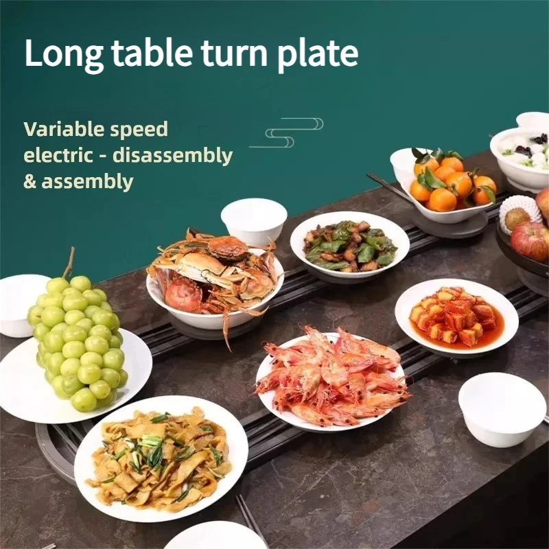 Electric Lazy Susan Turntable for Long Rectangular Table Automatic Rotating Serving Tray for Family Gatherings  Restaurant Use
