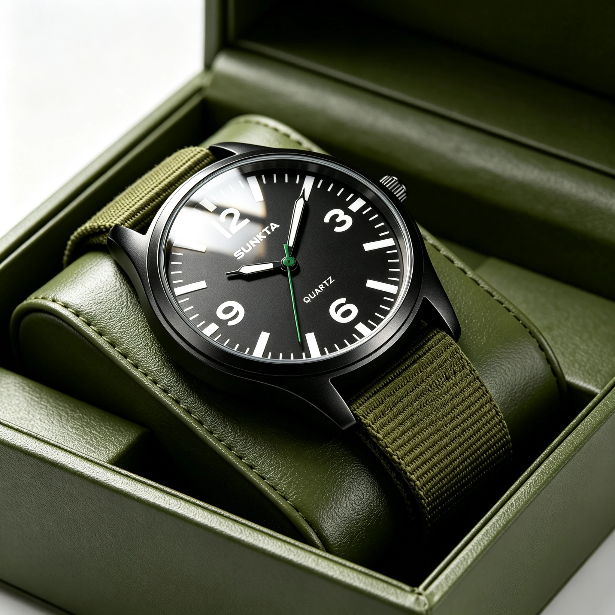 SUNKTA Marken-Luxus-Herren-Quarzuhr mit Datumsanzeige, Nylon-Lederarmband, wasserdicht, leuchtend, Militär-Sportuhr für Herren, Reloijos Masculino