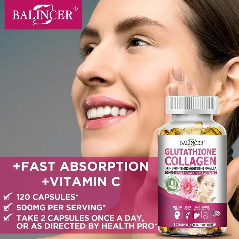 Supplement Collagen, Glutathione-vitamin C, Hydrolyzed Collagen-whitening, Cleansing, Anti-oxidation, and Skin Nutrition.