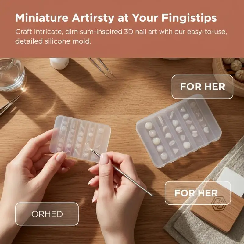 Mini Food Silicone Nail Art Mold Dumpling Bun Sushi Shape 3D Nail Charm DIY Making Mold Manicure Decor Tool