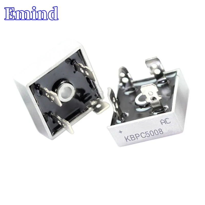 2Pcs KBPC5008 Bridge Rectifier 50A/800V DIP-4 Square Bridge Cuttable Feet GBU Footprint Bridge Stack