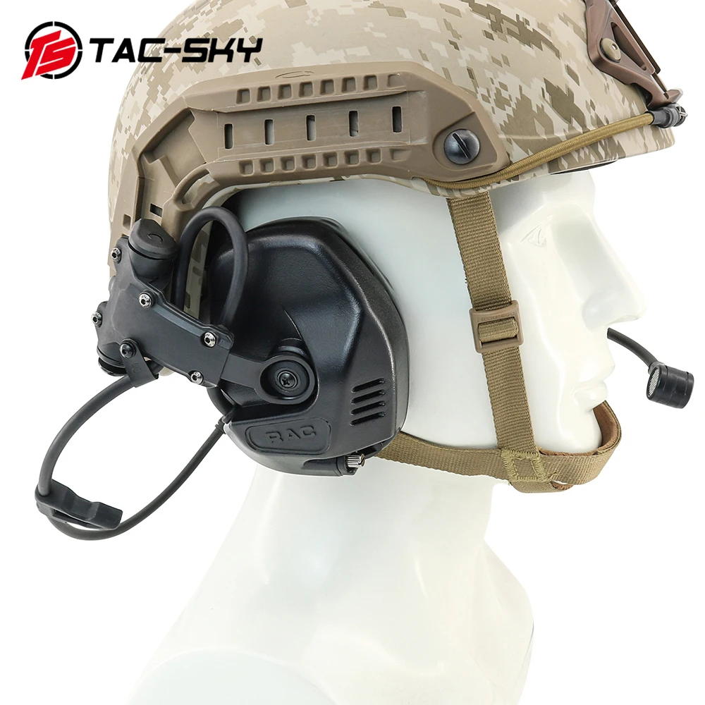 TS TAC-SKY Tactical RAC Headset Outdoor Hunting Sports Headset Compatible With ARC Helmet Track FAST /ACH/MICH Series Helmets