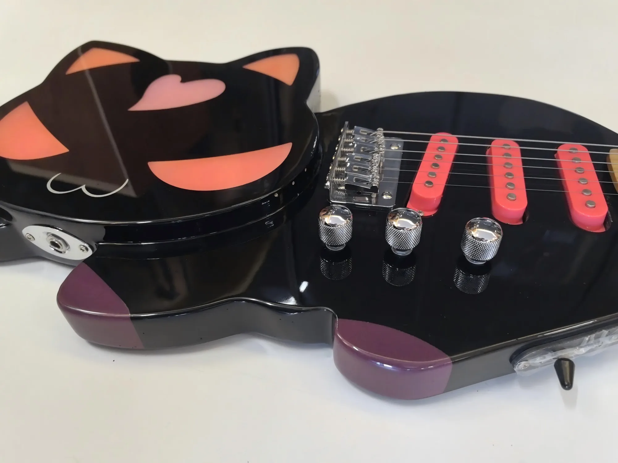 Glowing Cat Shaped 6 String Electric Guitar with Glowing Eyes / Fingerboard! In Stock!immediately shipped when you order.