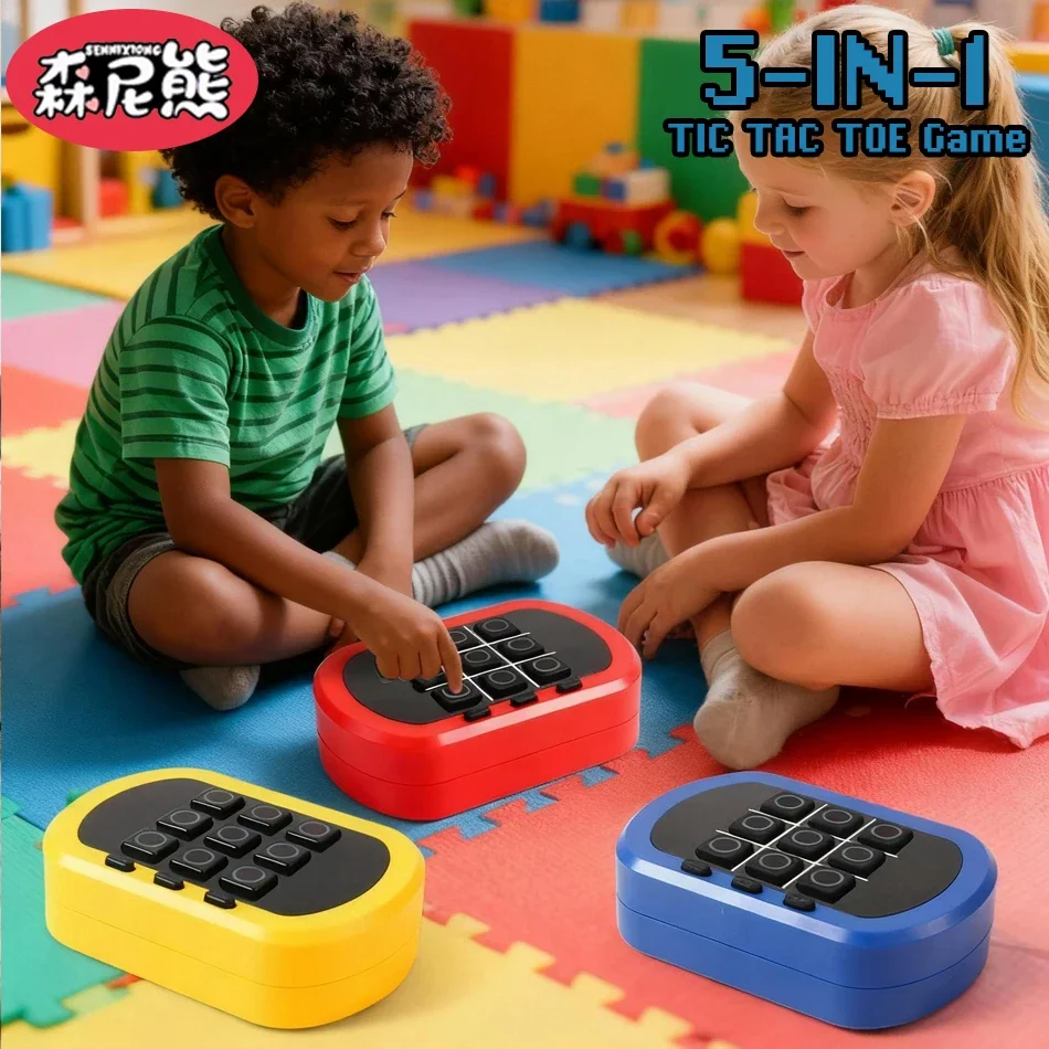 

SENNIXIONG 5IN1 Electronic Tic Tac Toe Handheld Chessboard Puzzle Brain Game Console Parent-Child Interactive Toys for Children