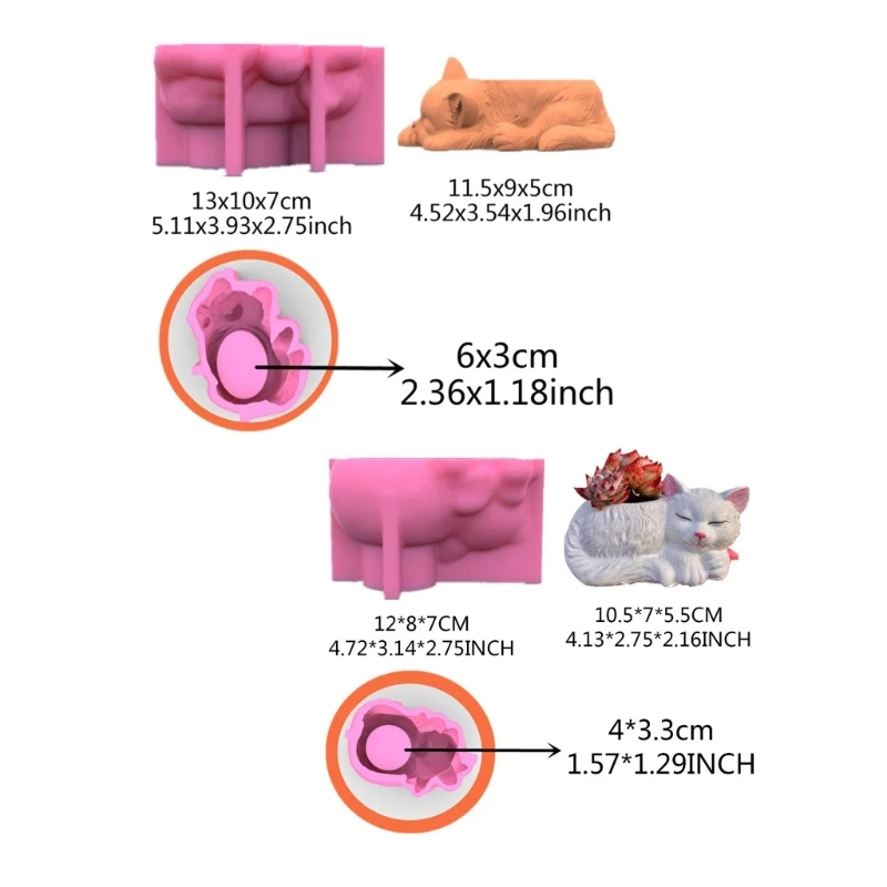 Portalápices gato 3D, molde silicona, adorno macetero suculento, moldes para Molde resina Epoxy,