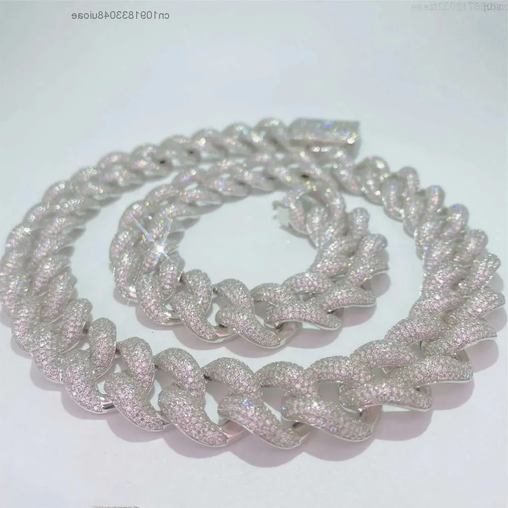 

Custom 15mm 18mm 20mm Moissanite Cuban Chain Silver 925 Vvs Diamond Hip Hop Men Necklace Pass Diamond Tester Cuban Links