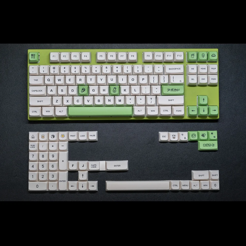 Avocado Keycaps XDA-profiel Japans PBT mechanisch toetsenbord 135-toetsenkap Melkgroen sublimatietoetsenbord