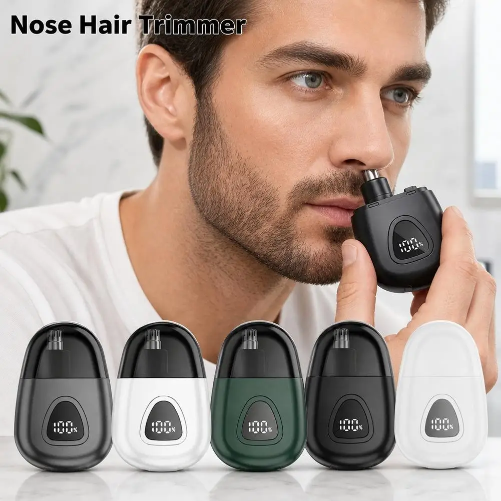 Electric Nose Hair Trimmer With LCD Display Portable Rechargeable Detachable Washable Nose Hair Repair Device USB Charging