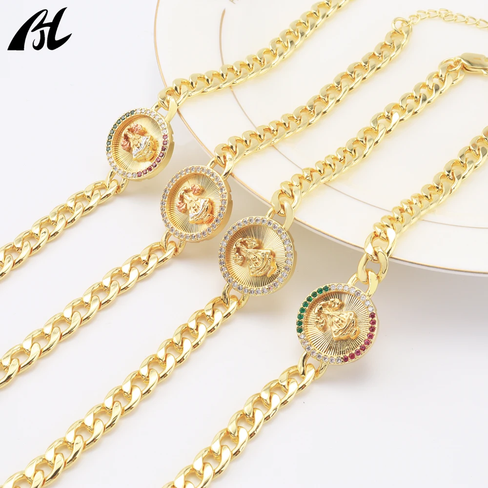 Simple ultimate three-color gold-plated charm bracelet Religious jewelry Round bracelet for women