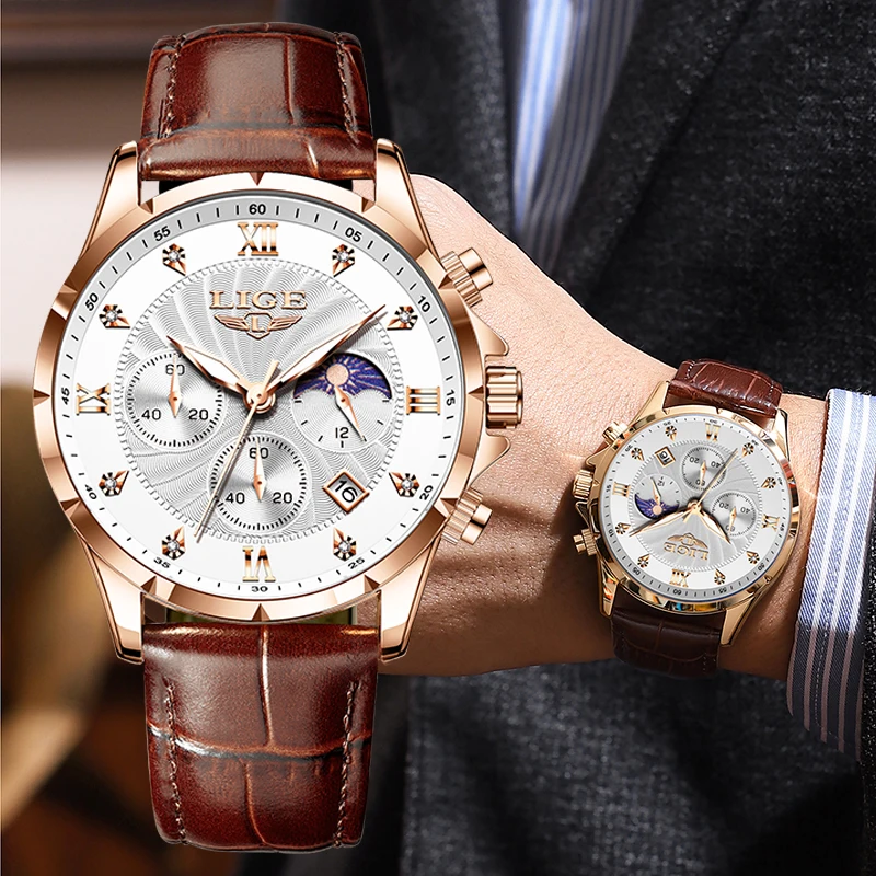 

Мужские наручные часы LIGE 2026 TOP, модные, роскошные, спортивные, водонепроницаемые, простые, кварцевые, подарок для мужчин, reloj hommes + коробка