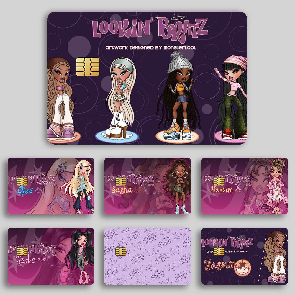 Muñeca B-Bratz película cubierta de piel pegatinas de tarjetas de crédito 4 Uds decoración frontal de débito pase de autobús bancario impermeable