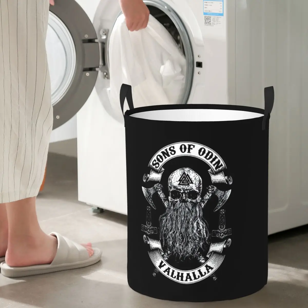 Laundry Collector See You In Valhalla Skull Viking Folding Laundry Basket Large Storage Baby Washing Basket Home Organizer