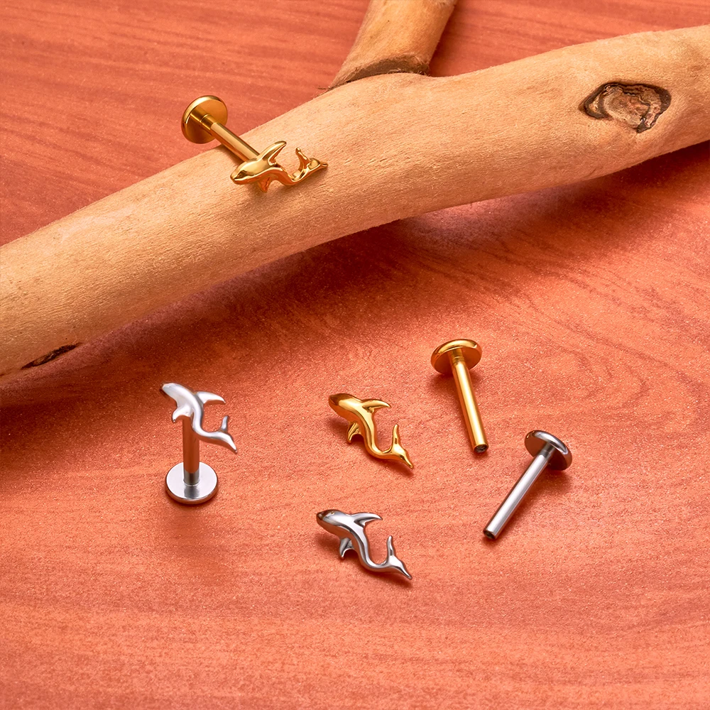 ASTM F136 Titanium Dolphin Eagle Earrings 16G Internal Thread Ear Stud Cartilage Tragus Lobe Conch Helix Piercing Jewelry
