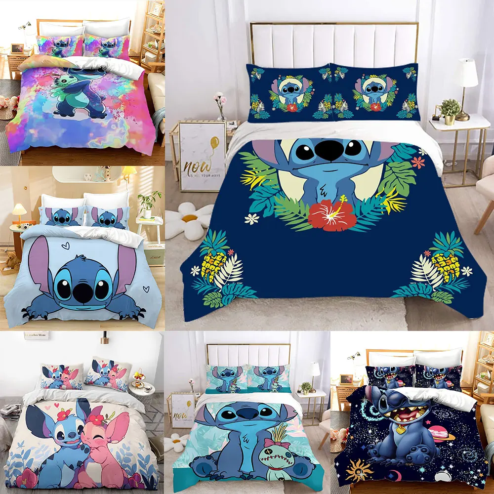 Stitch Cotton Bedding Sets Comforter Quilt Bed Cover Duvet Cover Pillow Case 2-3 Pieces Sets Kids Adult Size