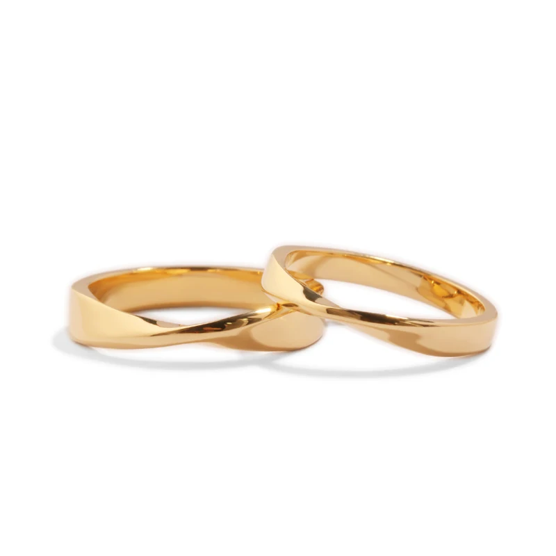 Mobius Infinity 18K/14K/10K Gold & PT950 Platinum Diamond Couple Rings, Timeless Wedding/Engagement Gift