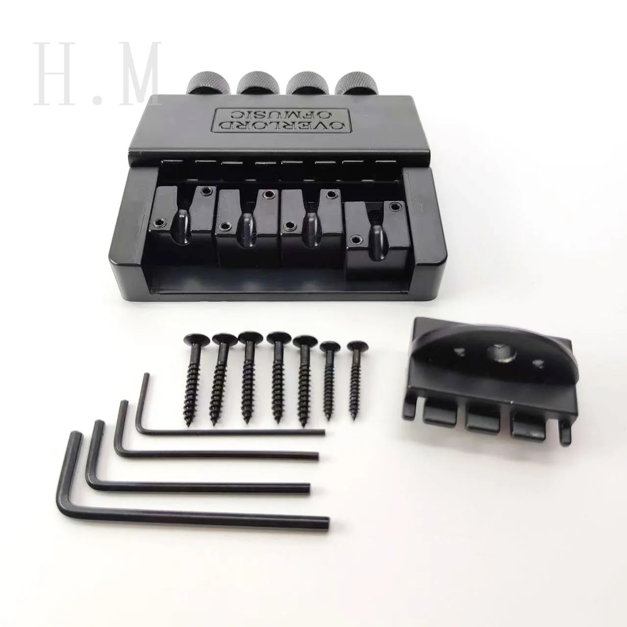 Manufacturer sells electric bass accessories with 4 strings pull string board 4 strings headless bass bridge black