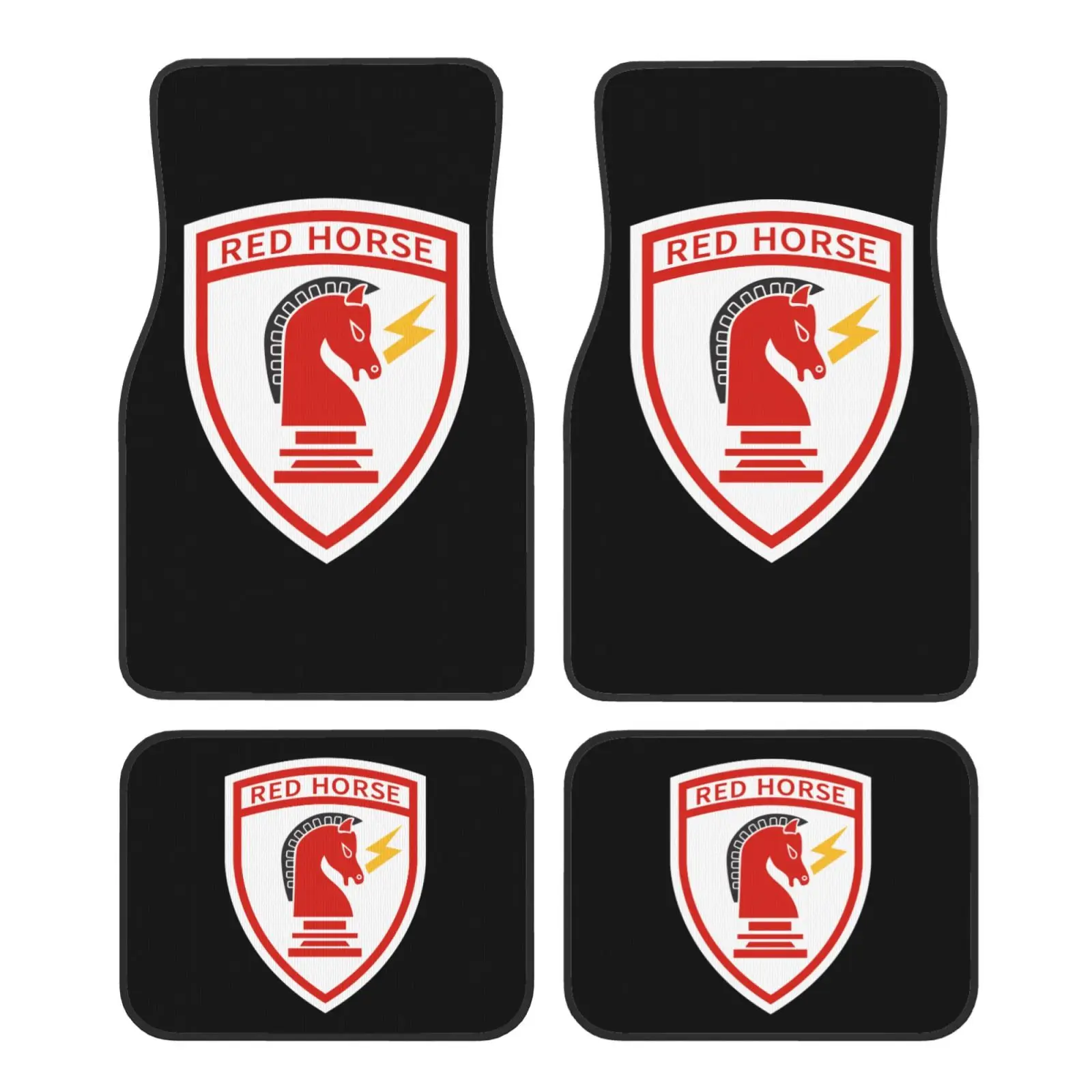 US Air Force Red Horse Combat Civil Engineering Team Printed Car Floor Mat 4-piece Set Suitable for All Car Floor Mats