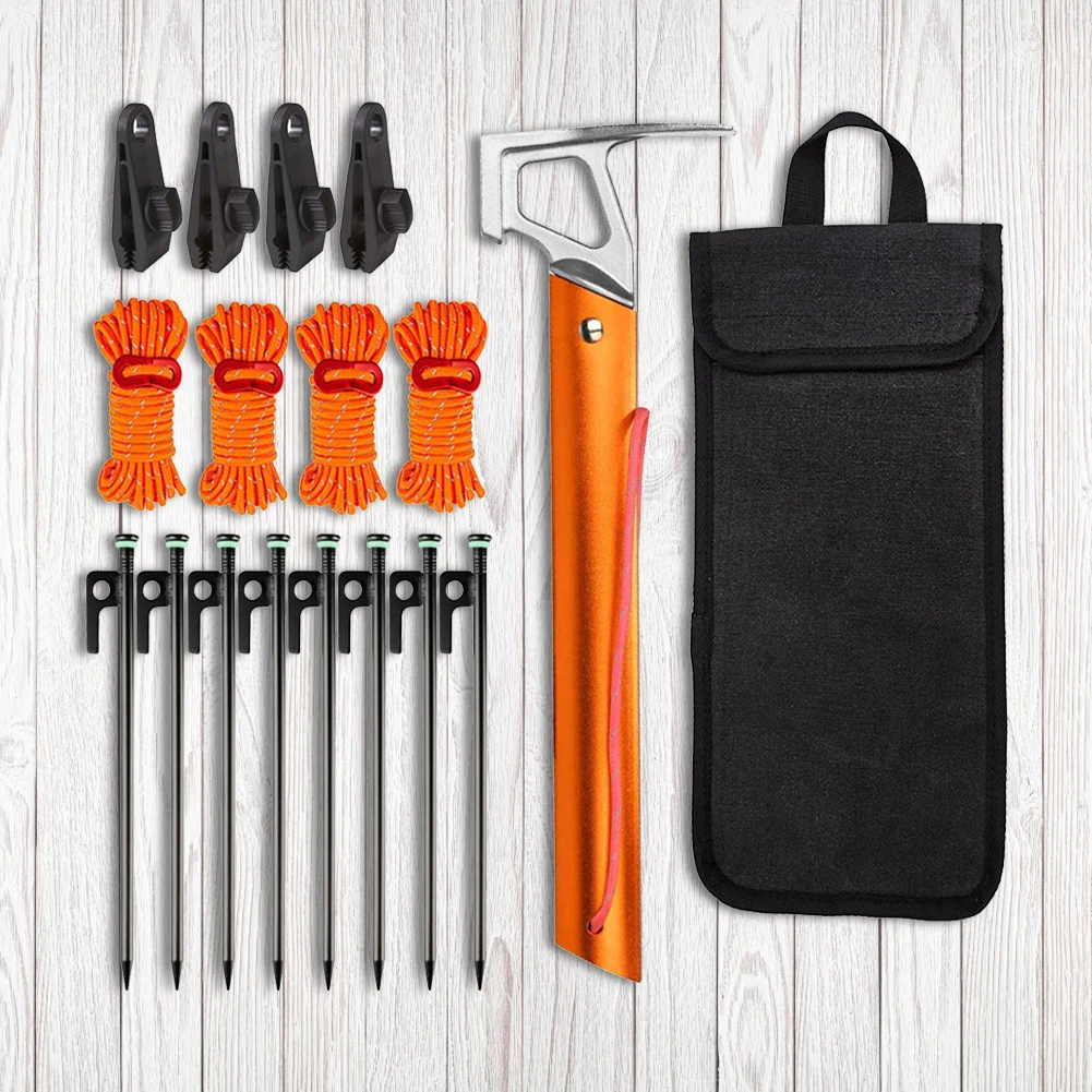 8/4Pcs Tent Clamps and Storage Bag Tent Stakes and Camping Hammer Set 11.8 Inch Metal Tent Stakes Camping Hiking Tent Accessorie