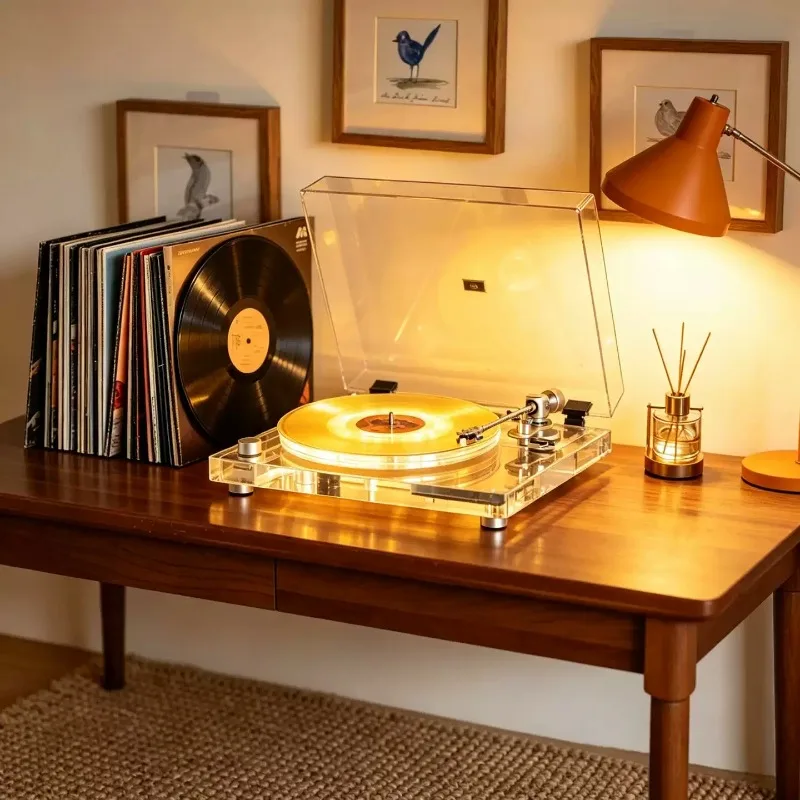 Transparent Cover Bluetooth Vinyl LP Record Player Vintage Phonograph Decorative Birthday Gift