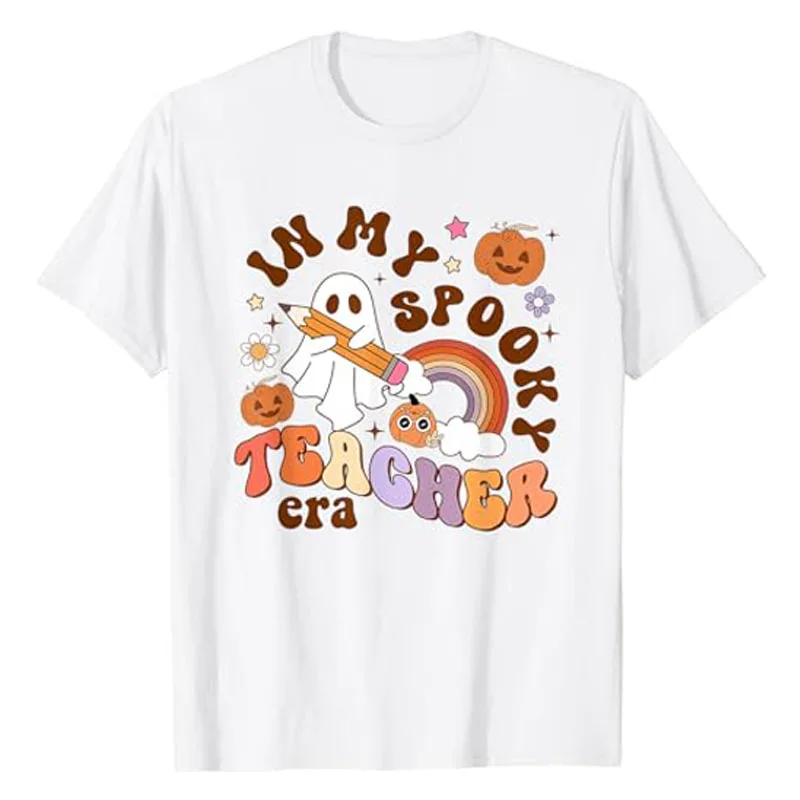 

In My Spooky Teacher Era Groovy Ghost Teacher Halloween Costume T-Shirt Gifts Schoolwear Clothes Funny Cute Graphic Tee Cool Top