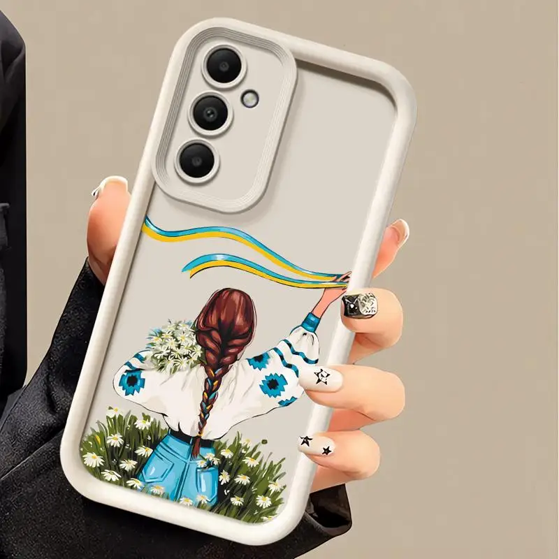 Phone case for Samsung Galaxy A55 A52 A33 cases A24 A15 A12 A23 A22 5G A54 A52s A53 A14 funda Cover Peaceful Ukrainian Cute Girl