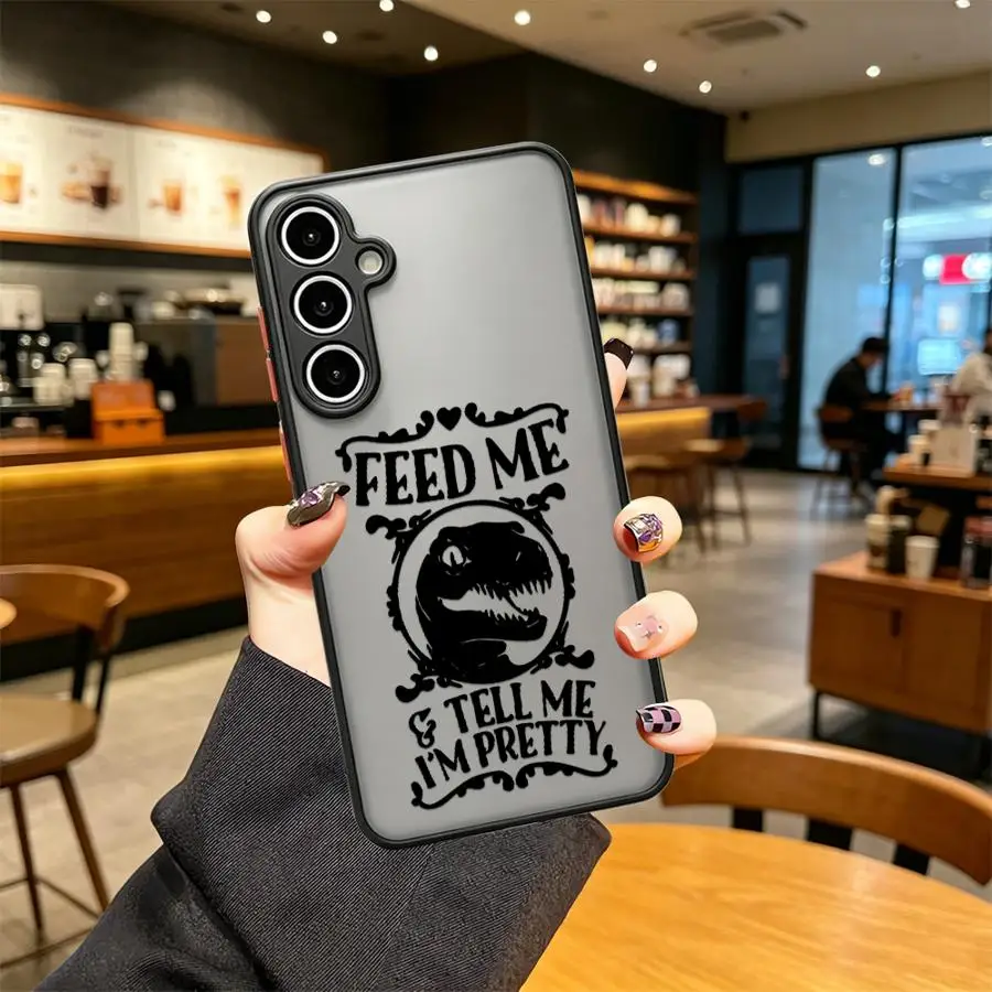 Phone Cover Case for Samsung Galaxy A34 A36 A73 A33 A16 A15 A14 A23 A56 A55 A35 A52S A72 A53 A17 A52 A54 Feed Me Dino