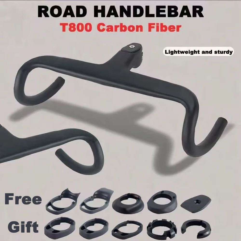 

Full Carbon Fiber Road Bike Handlebar 380-440mm Internal Cable Integrated Bicycle Handle with Spacers No Logo Bike Parts