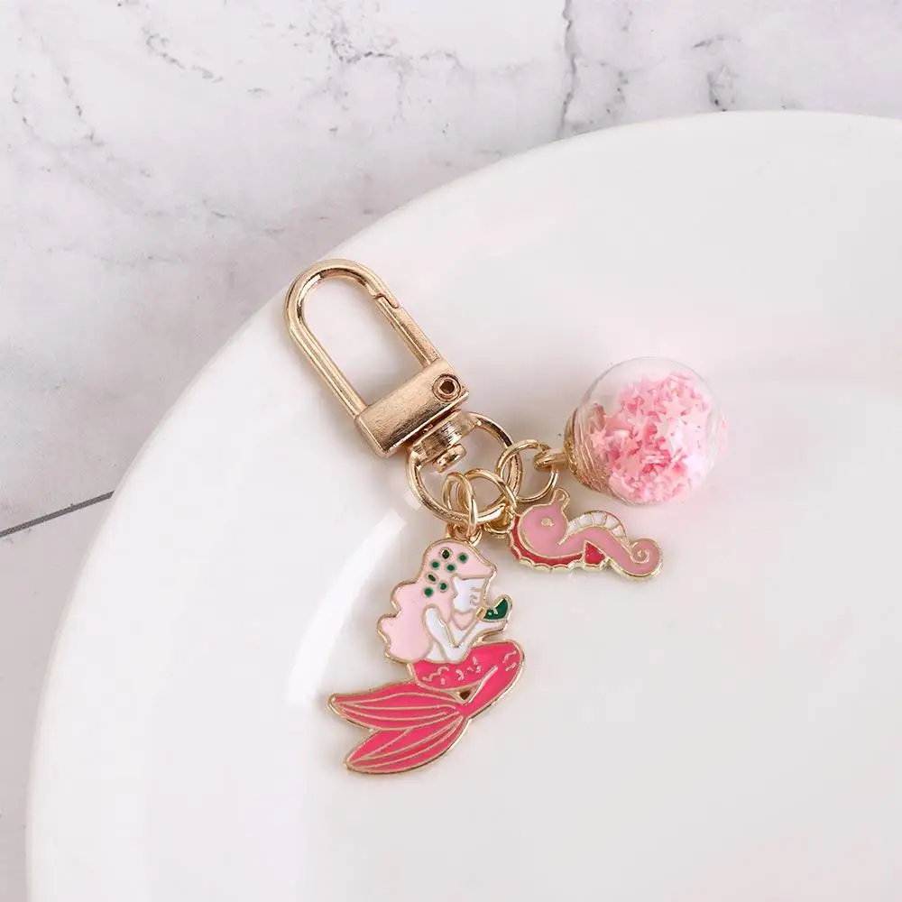 Pendants Cat Metal Key Ring Ocean Cat Jewelry Cat Couple Keychain Mermaid Jellyfish Cartoon Enamel Keychain Friend