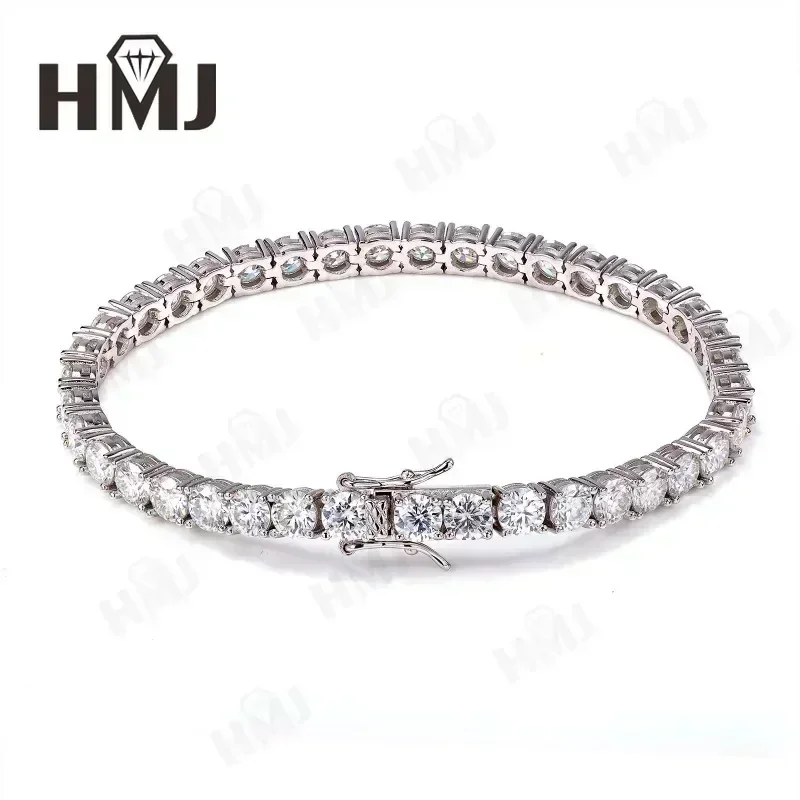 2-6.5mm Full Moissanite Necklace For Women Original 925 Sterling Silver Gold Man Round Gemstone Tennis Chain Hippop Best Seller