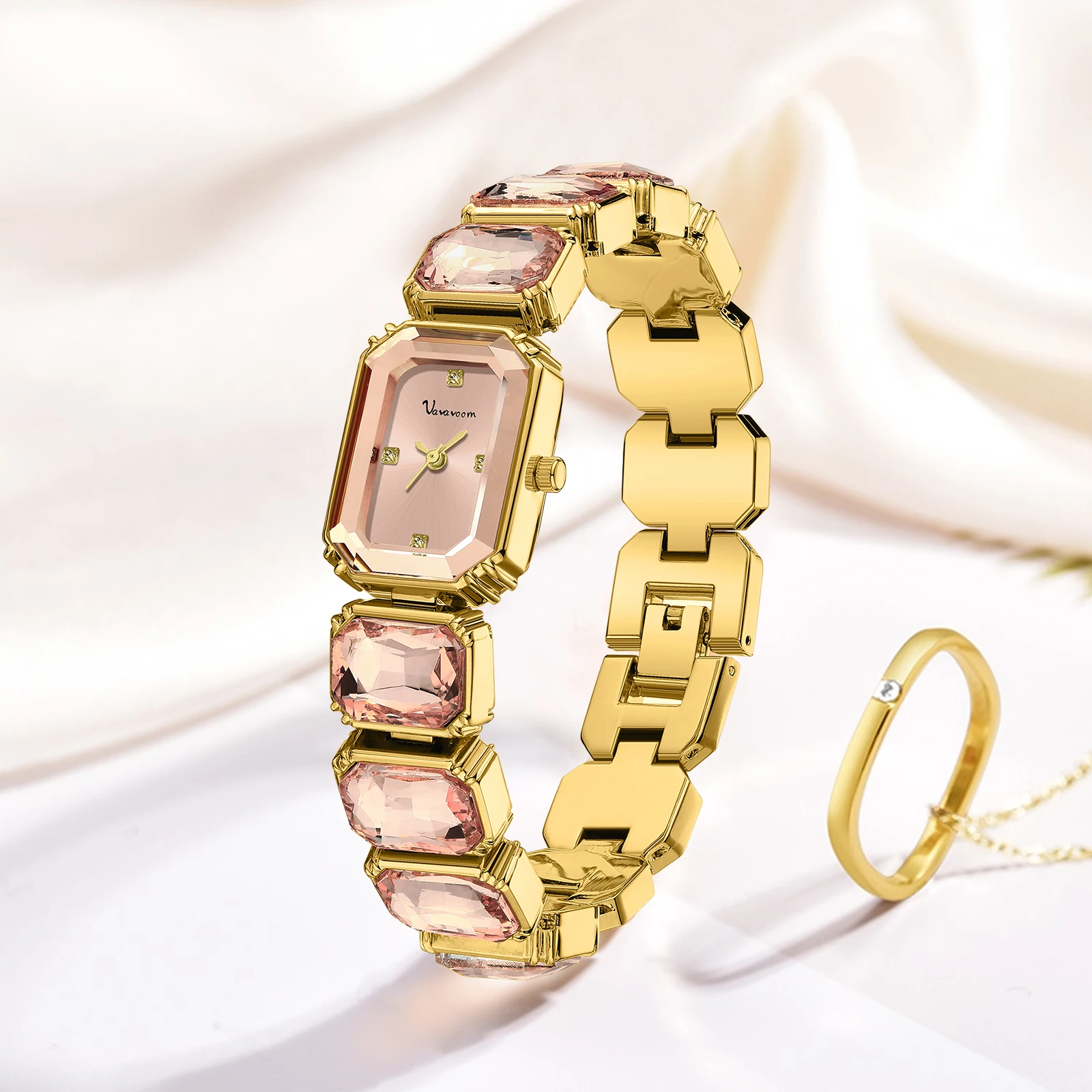 VA VA VOOM Luxury Diamond Women Bracelet Watch Fashion Rose Gold Stainless Steel Original Quartz Movement Ladies Wristatch reloj