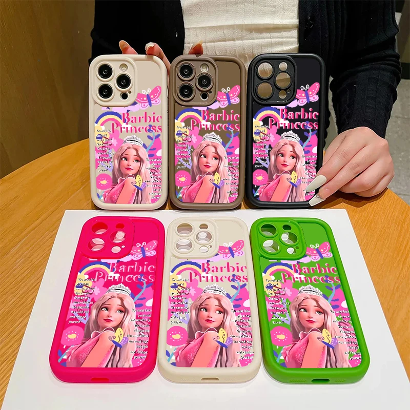 New Cute Pink Girl Barbie Silicone Case For iPhone 15 14 13 12 11 Pro Max XS XR X 7 8 Plus SE Bumper Soft Protectiou cover