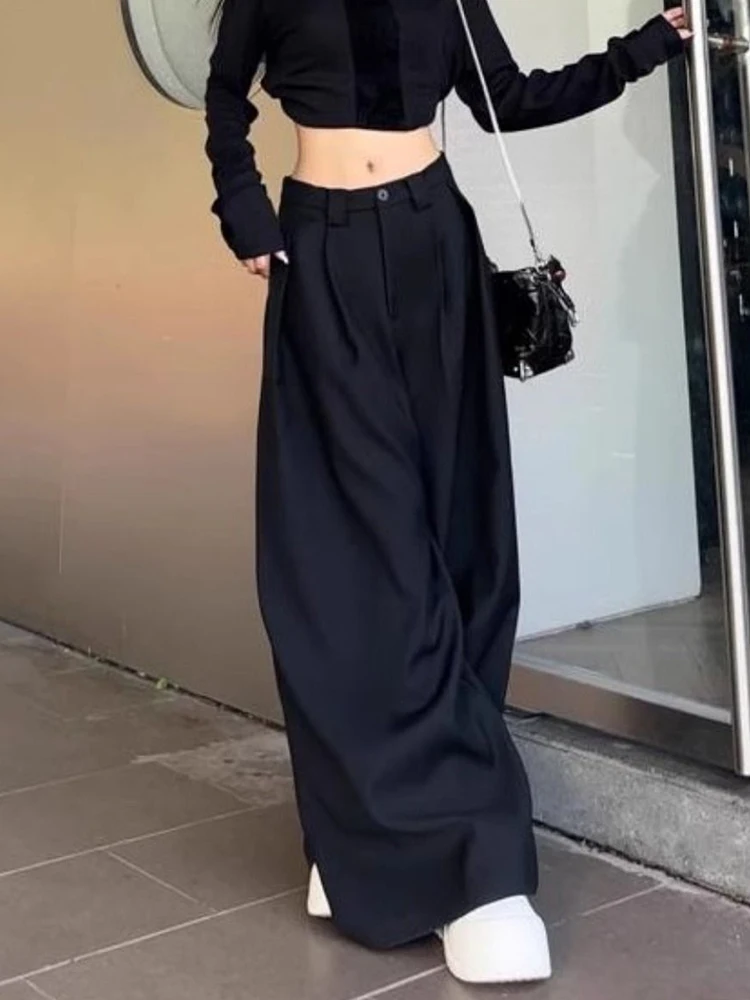 Zoki Chic สีขาวชุดกางเกงขากว้างผู้หญิงเกาหลีสูงเอวกางเกงแฟชั่นหลวมสบายๆฤดูร้อนหญิงกางเกงใหม่