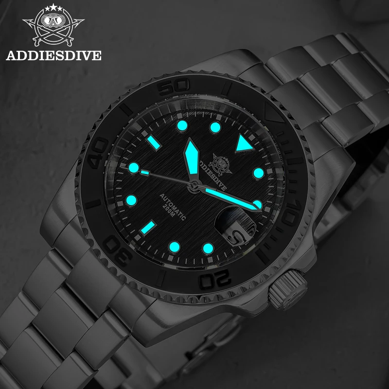 ﻿ ADDIESDIVE Classics Diver Watch Sapphire Glass 20Bar Waterproof BGW9 Luminous Stainless Automatic Watches for Men New AD2087
