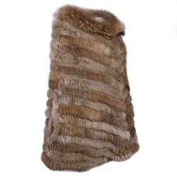 Women's Winter Pullover Poncho Real Rabbit Fur Knitted Cape With Raccoon Fur Trim Collar Lady Luxury Shawl Wraps