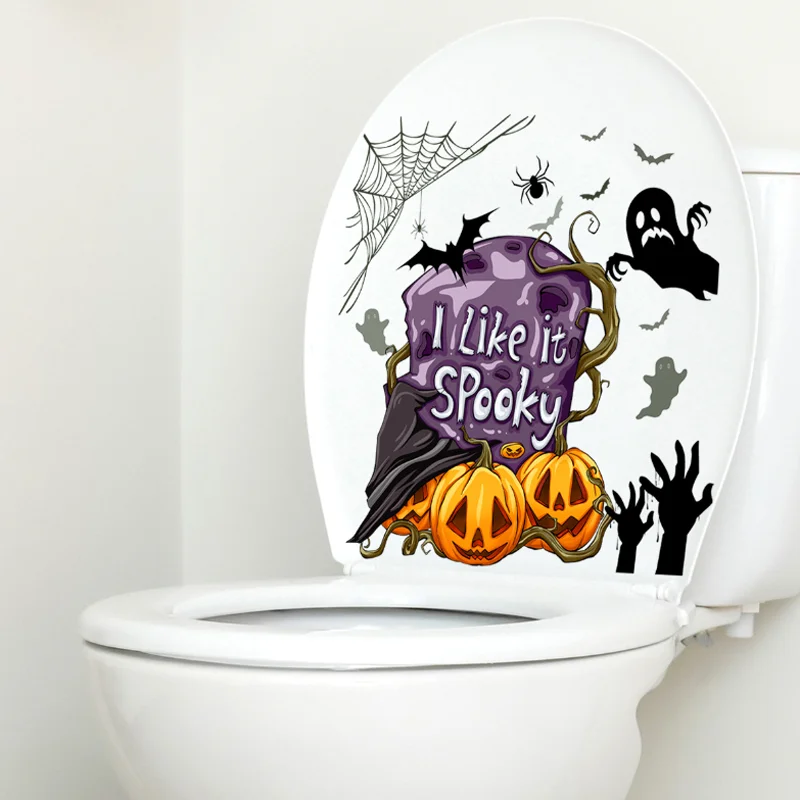 Kürbis Geist Spinne Halloween Wanda uf kleber Fenster Glas Toilette Aufkleber Badezimmer Dekoration selbst klebend abnehmbar wasserdicht