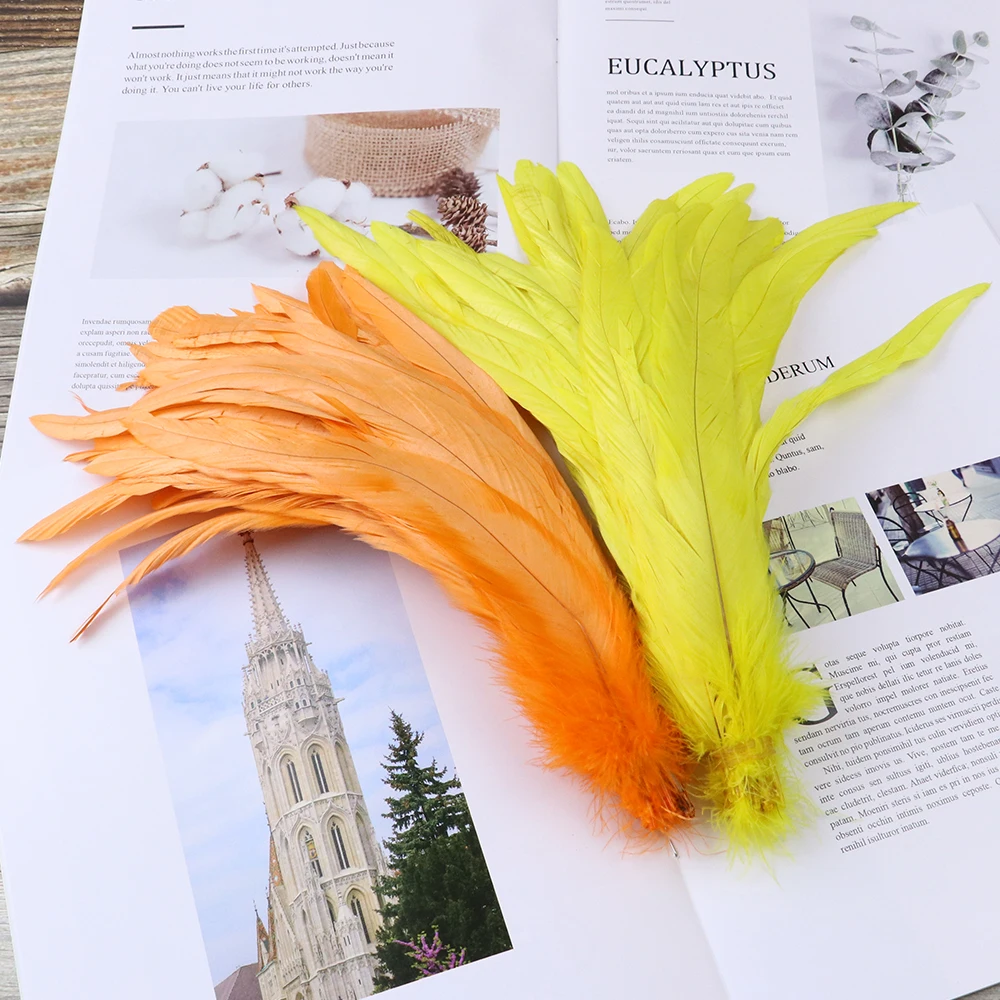 

100pcs Natural Chicken Rooster Feathers for DIY Crafts Clothes Accessory Carnival Costume Wedding Party Decoration 35-40cm