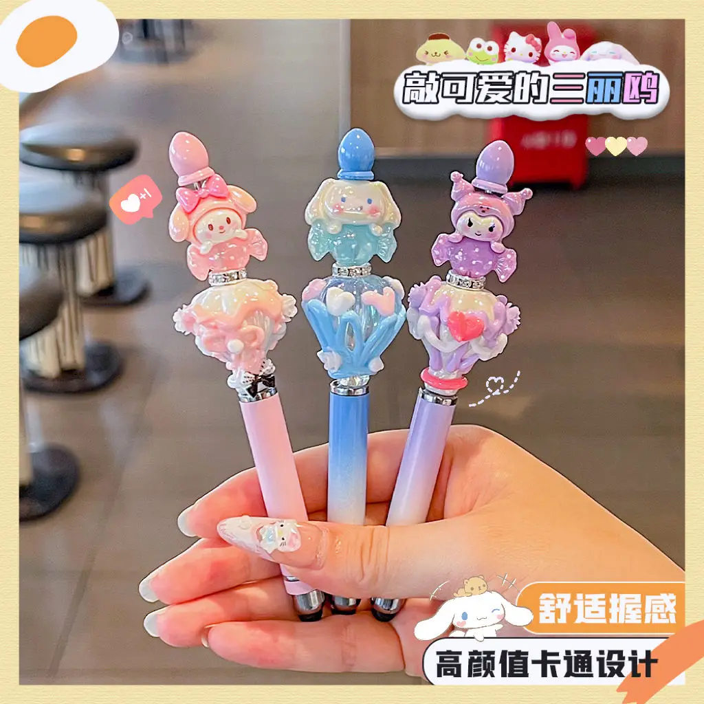 New Cartoon Anime Bubble Mart Touchscreen Pen Ins Cute Ballpoint Pen Sanrio DIY Yuguigou Girl Heart High Beauty