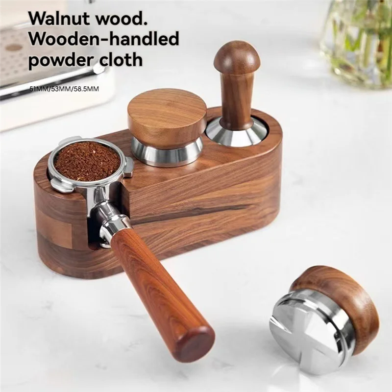 B47B-Espresso Leveler 304 Stainless Steel Coffee Distributor Adjustable Depth 4 Blade Base Espresso Distribution Tool