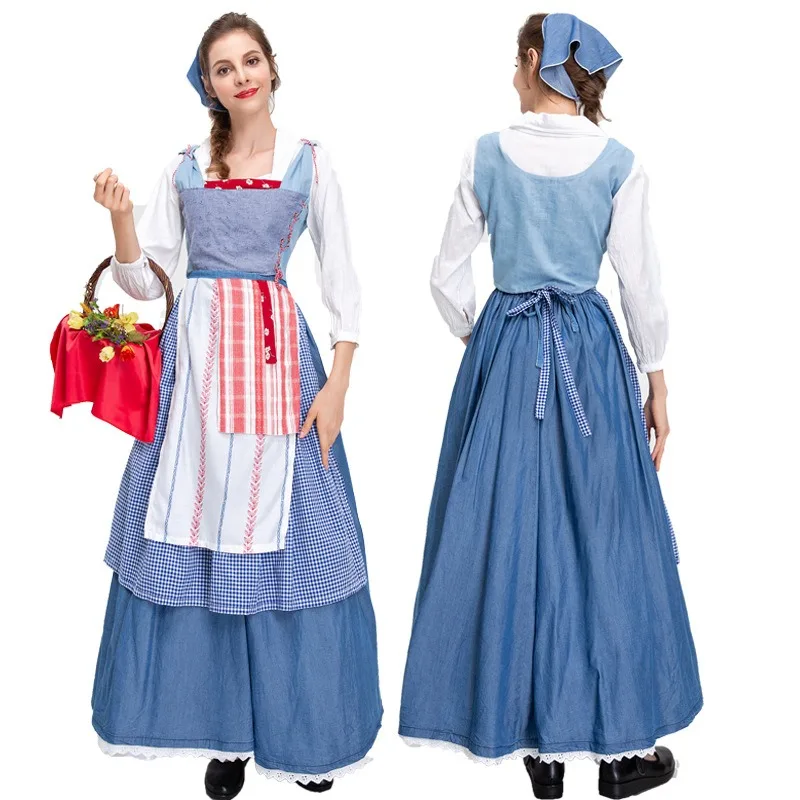 

Костюм для косплея на Хэллоуин: топ с длинными рукавами, фартук, юбка, комплект для выступлений, тематических вечеринок и ролевых игр для взрослых