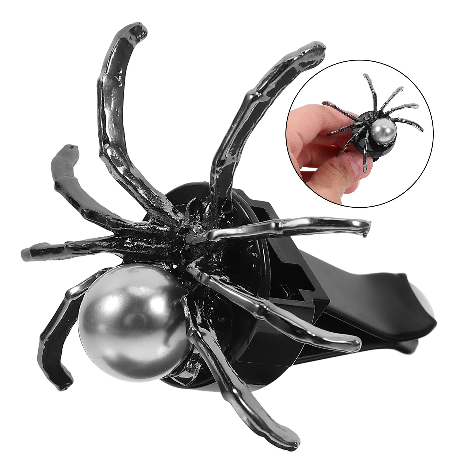 

2Pcs Cute Spider Vent Clips Gothic Car Accessory Bling Air Freshener Outlet Decor Black Halloween Party Favors
